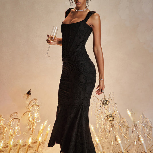 Printed halter strapless dress