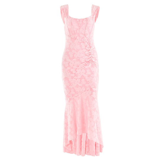 Printed halter strapless dress