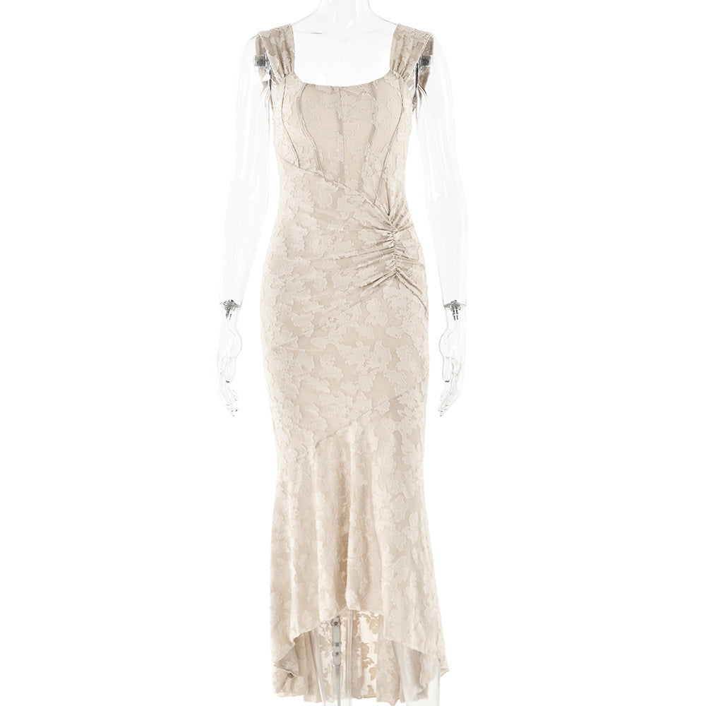 Printed halter strapless dress