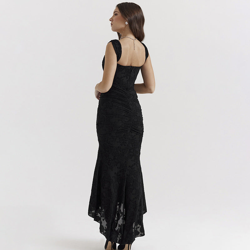 Printed halter strapless dress