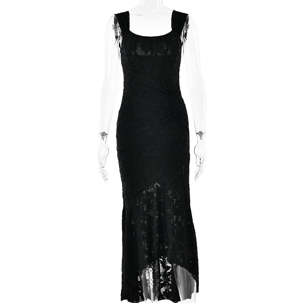 Printed halter strapless dress