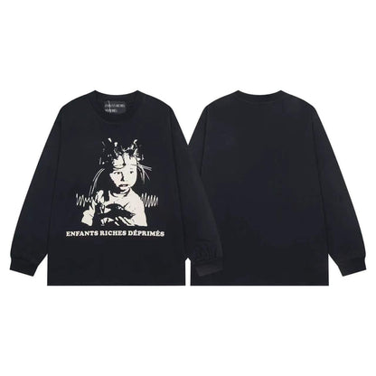 Printed high street long-sleeved T-shirt