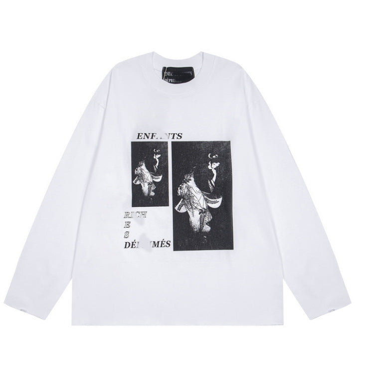 Printed high street long-sleeved T-shirt