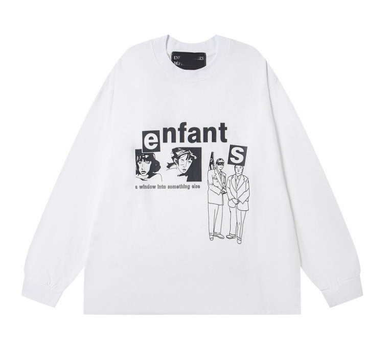 Printed high street long-sleeved T-shirt