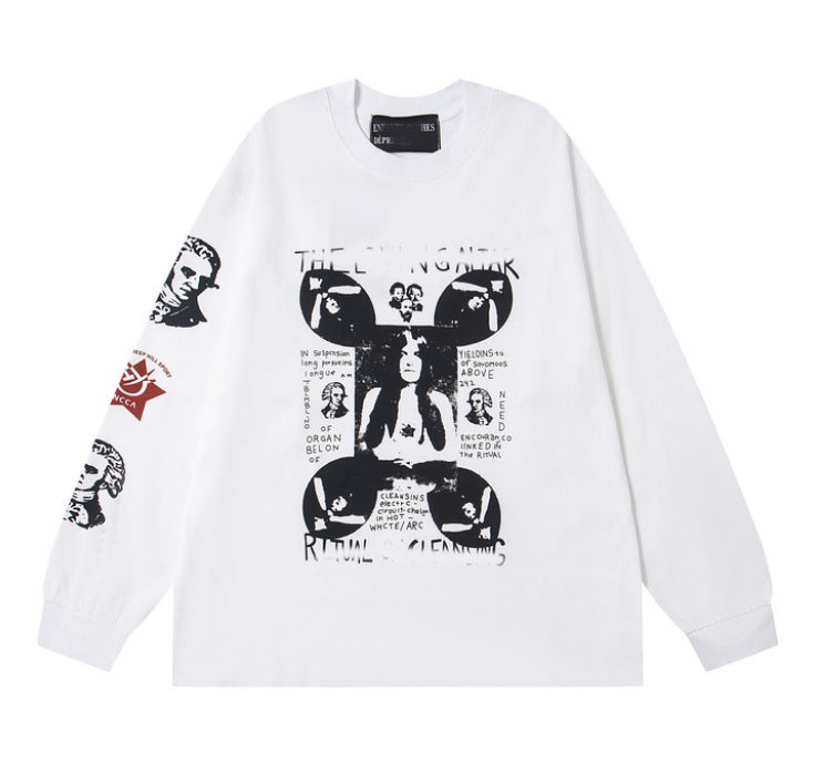 Printed high street long-sleeved T-shirt