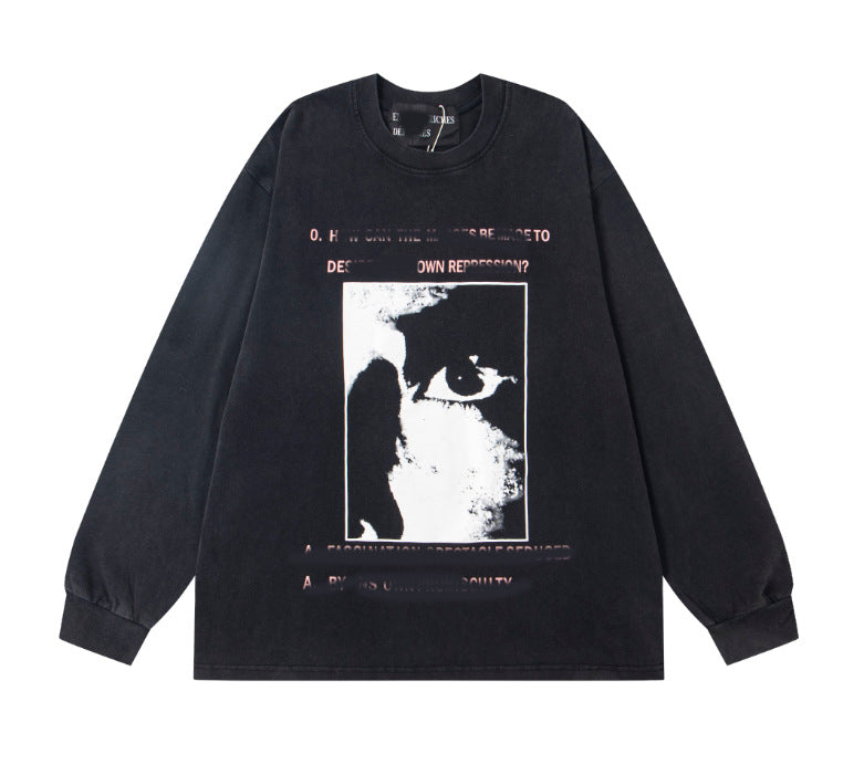 Printed high street long-sleeved T-shirt