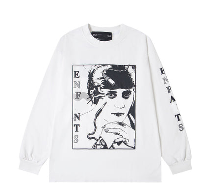 Printed high street long-sleeved T-shirt