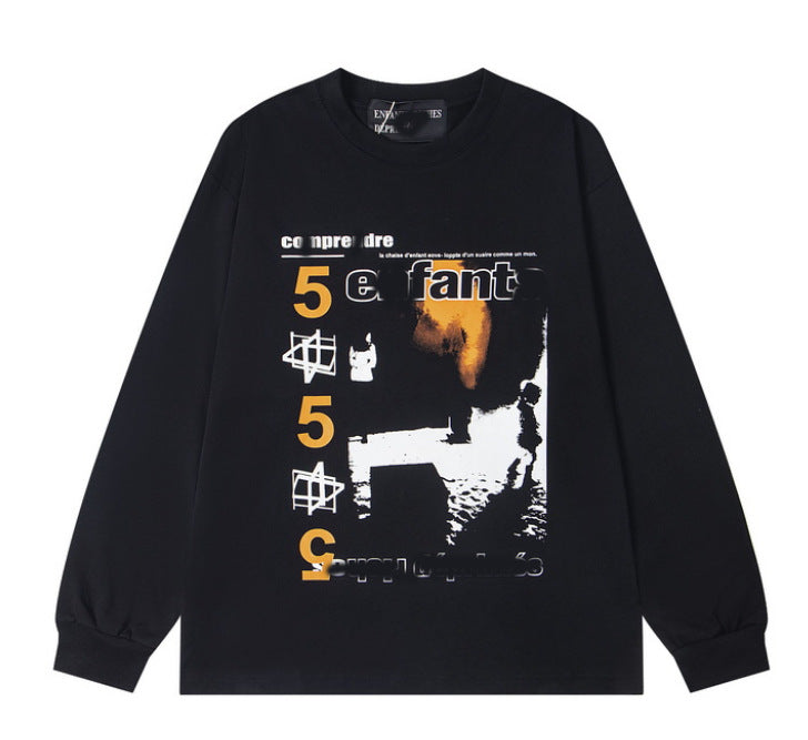 Printed high street long-sleeved T-shirt