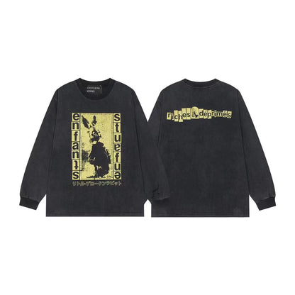 Printed high street long-sleeved T-shirt