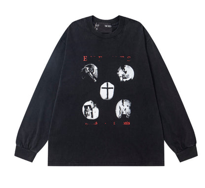 Printed high street long-sleeved T-shirt