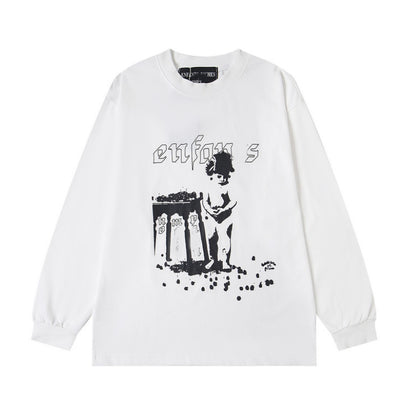 Printed high street long-sleeved T-shirt
