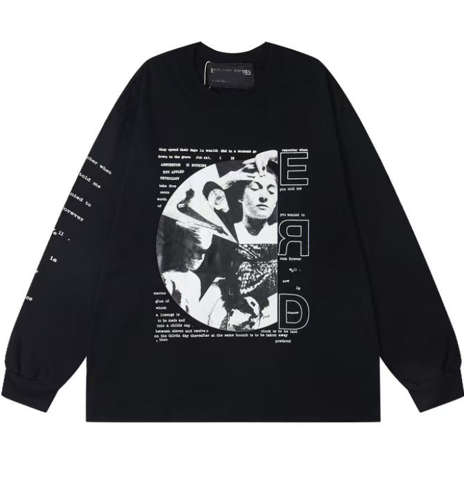 Printed high street long-sleeved T-shirt
