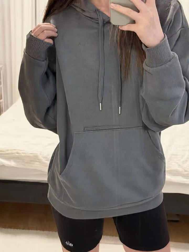 Printed Hooded Sweatshirt Loose Fit Long Sleeve Top