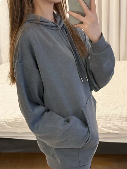 Printed Hooded Sweatshirt Loose Fit Long Sleeve Top
