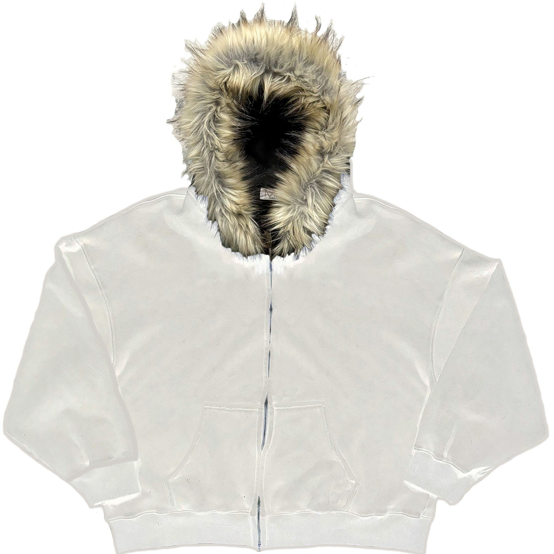 Printed Hooded Sweatshirt with Plush Material
