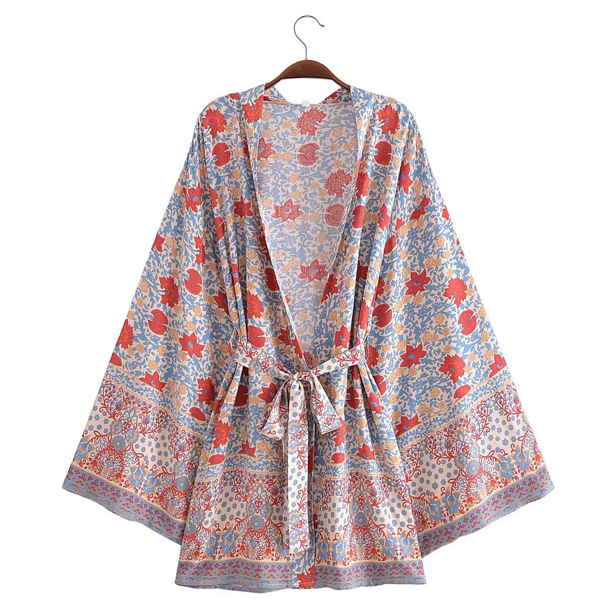 Printed Kimono Style Dress with Tassel Details