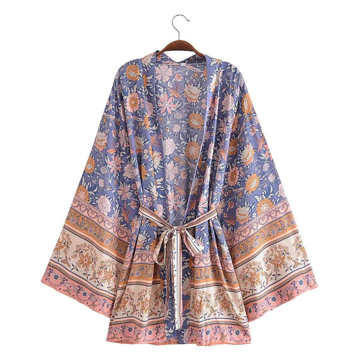 Printed Kimono Style Dress with Tassel Details