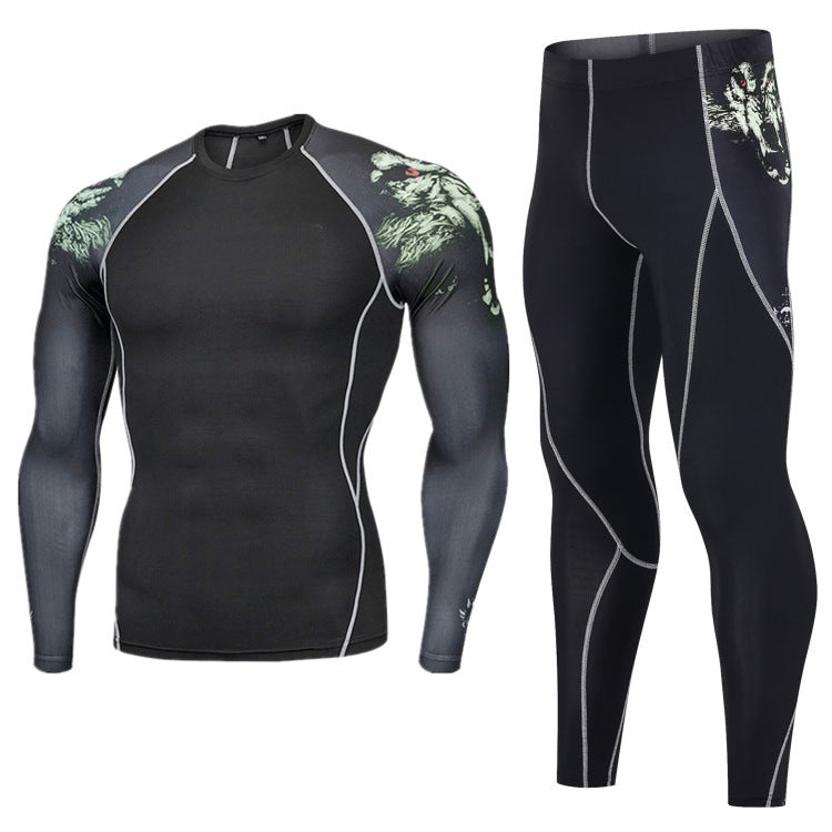 Printed Long Sleeve Fitness Bodysuit
