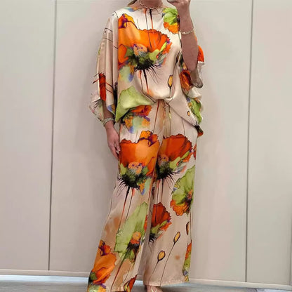 Printed long-sleeve pants