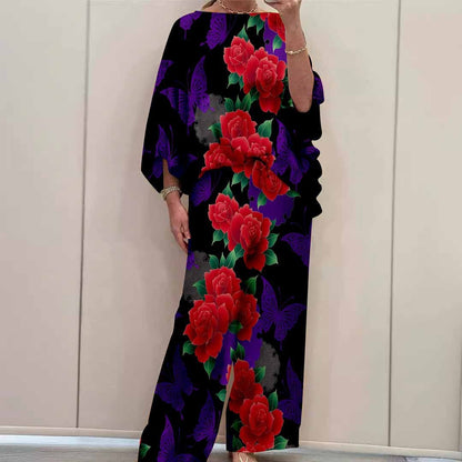 Printed long-sleeve pants