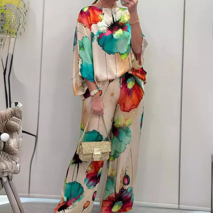 Printed long-sleeve pants