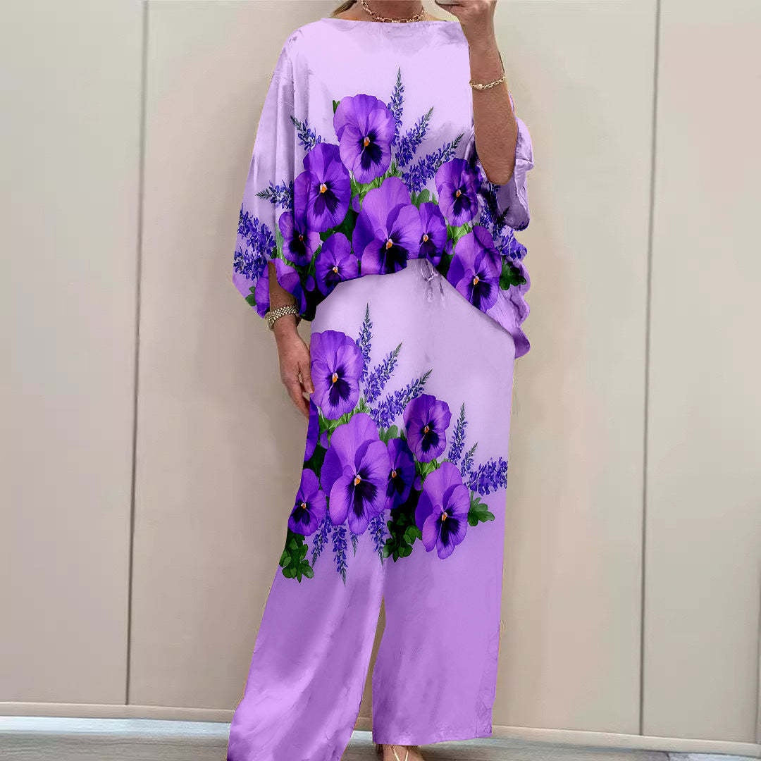 Printed long-sleeve pants