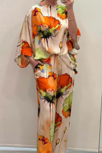 Printed long-sleeve pants