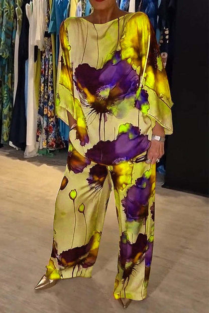Printed long-sleeve pants