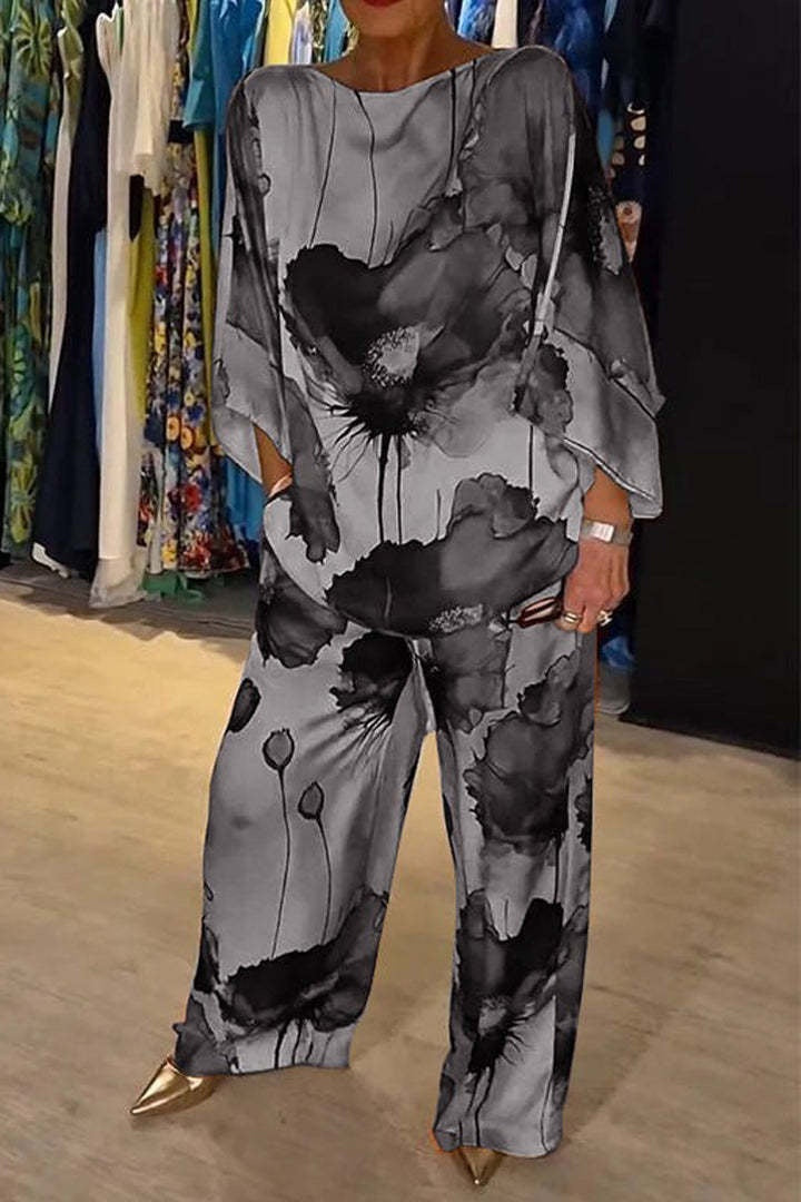 Printed long-sleeve pants