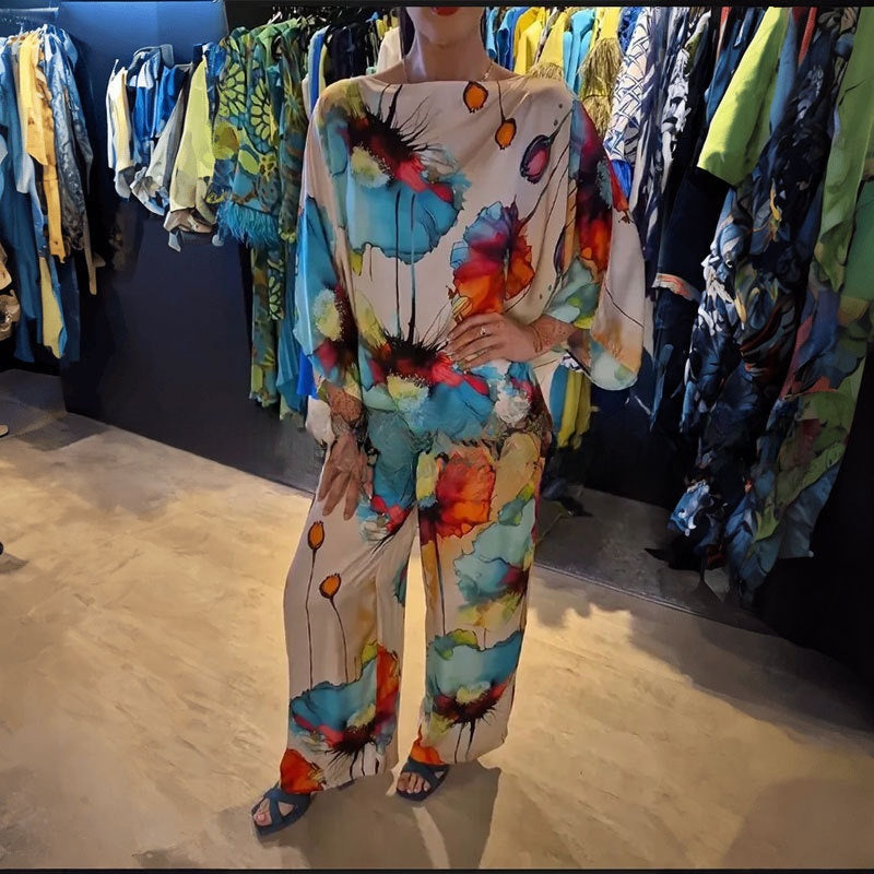 Printed long-sleeve pants