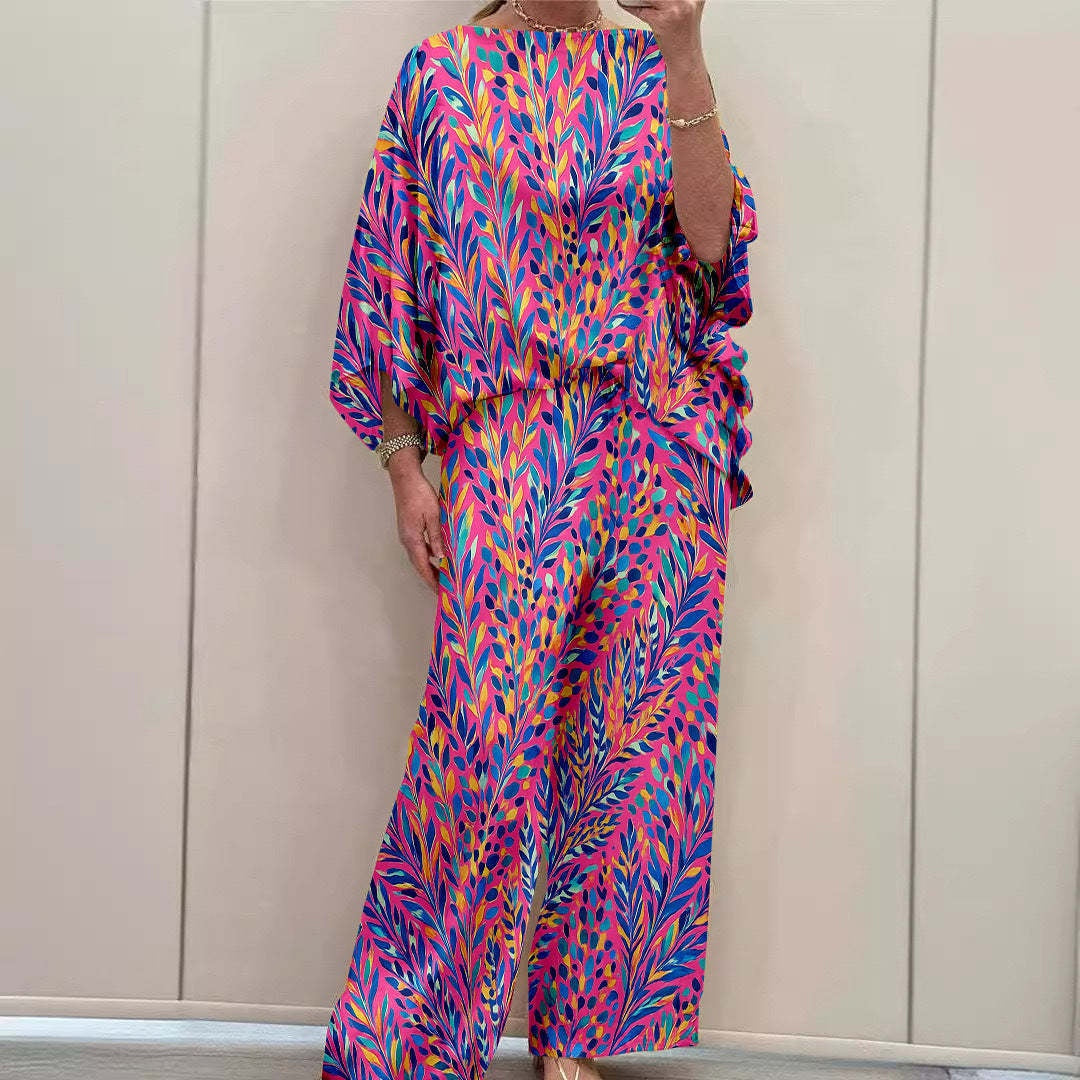 Printed long-sleeve pants