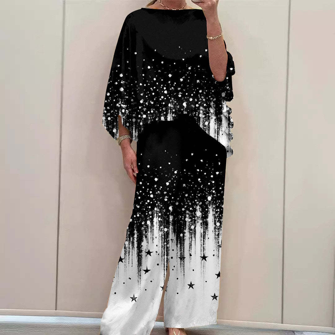 Printed long-sleeve pants