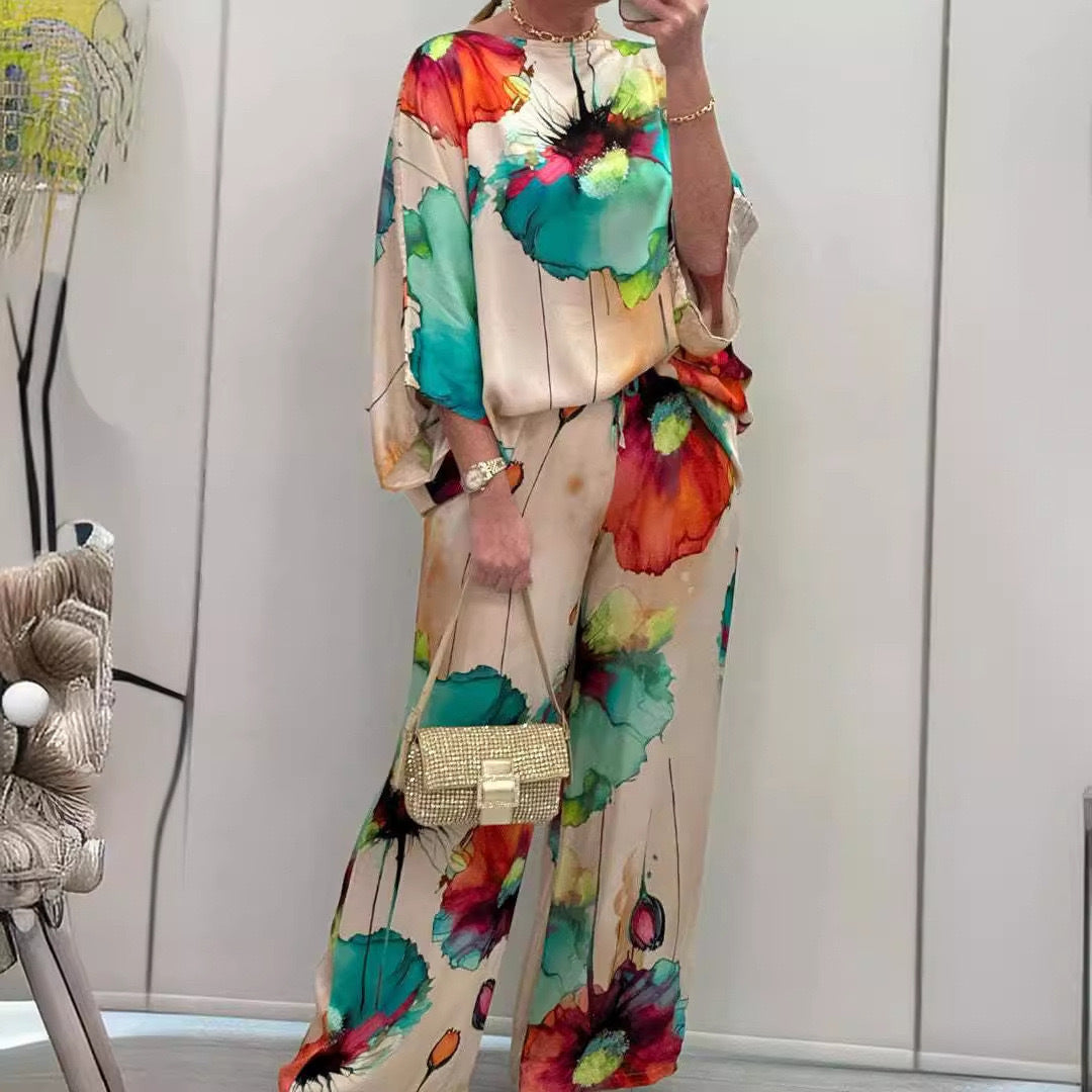 Printed long-sleeve pants