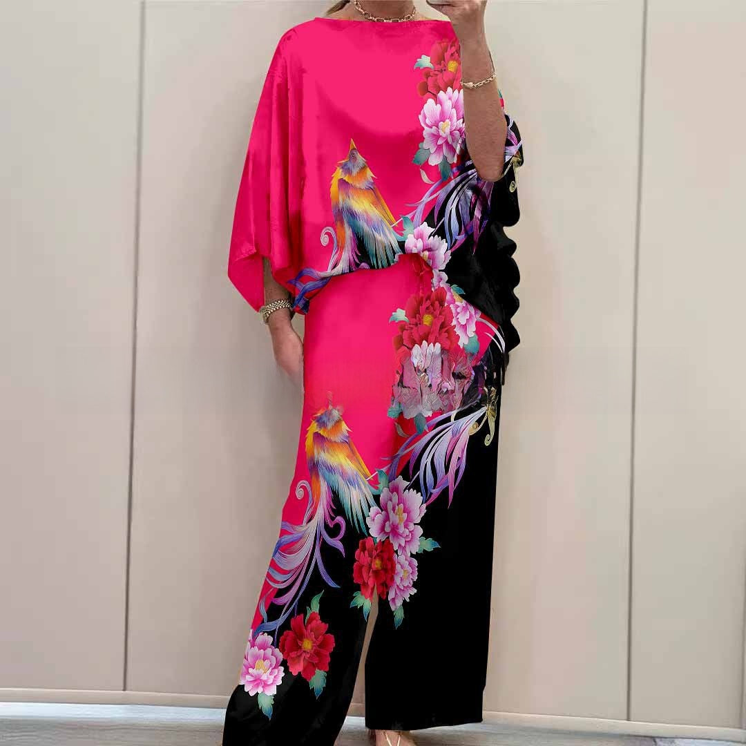Printed long-sleeve pants