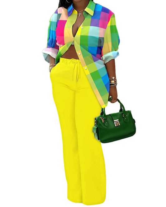 Printed long-sleeved long pants set