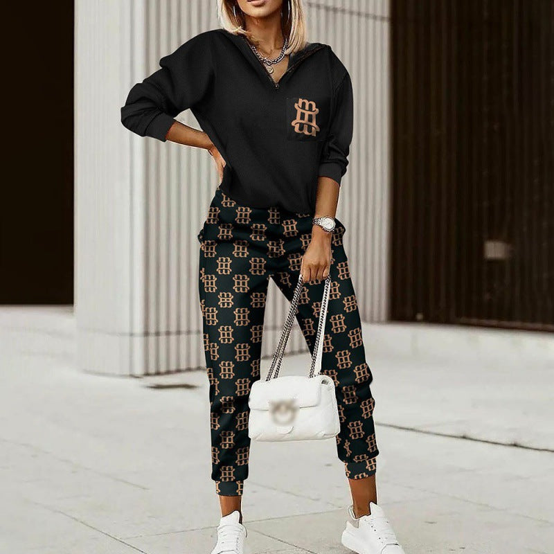 Printed long-sleeved shirts and trousers