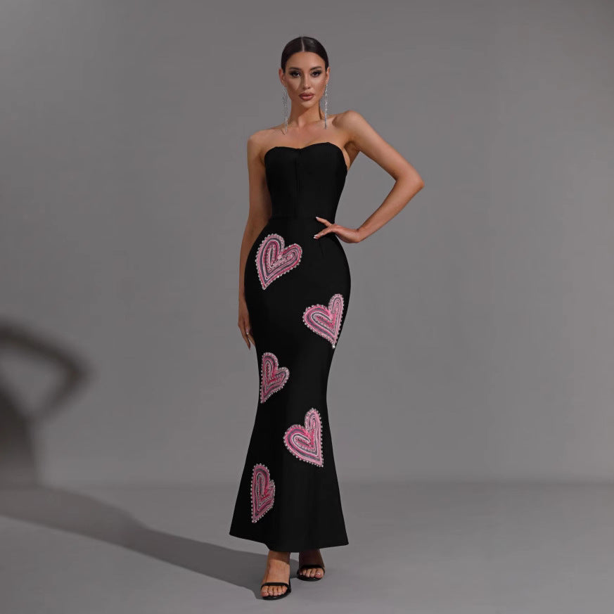 Printed Long Suspender Dress