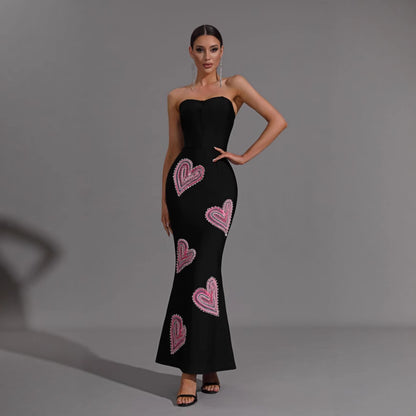 Printed Long Suspender Dress