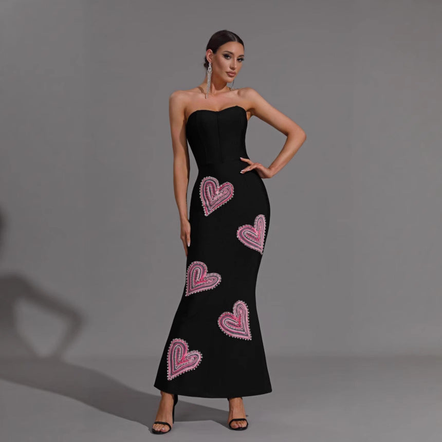 Printed Long Suspender Dress