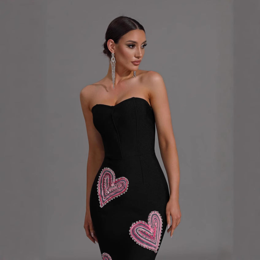 Printed Long Suspender Dress