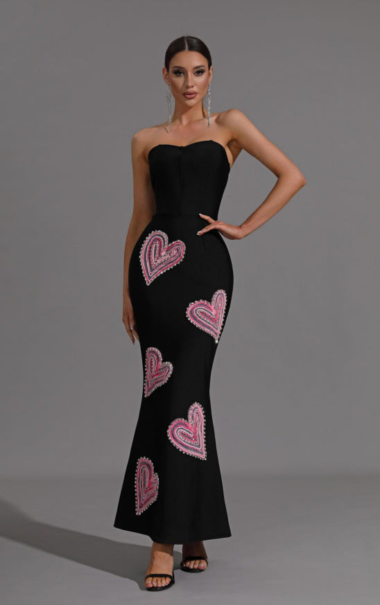 Printed Long Suspender Dress