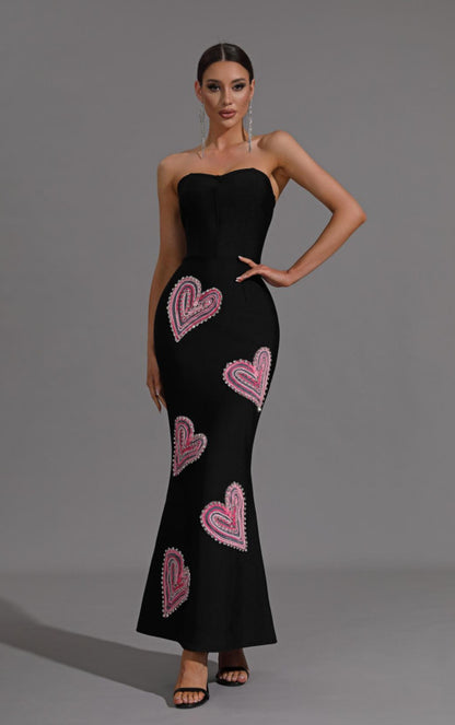 Printed Long Suspender Dress