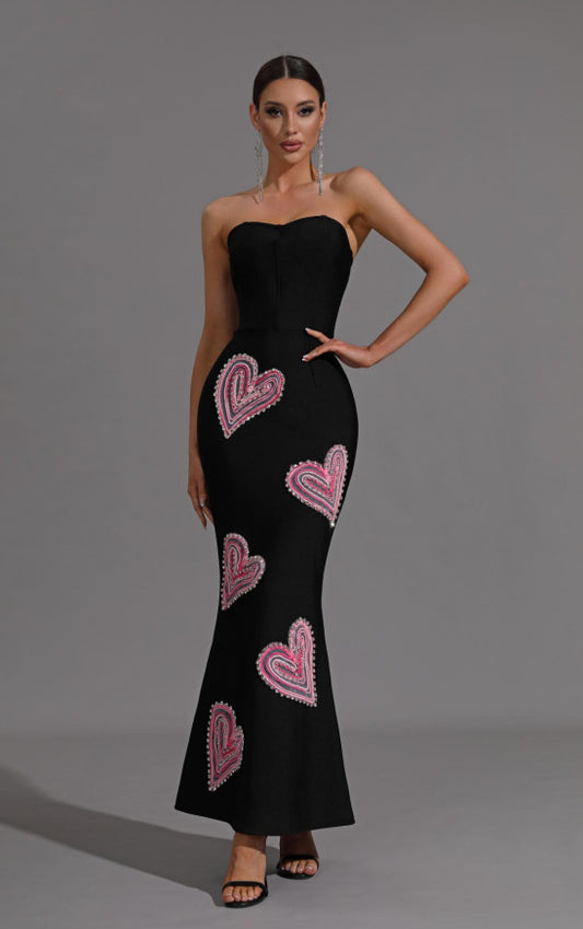 Printed Long Suspender Dress