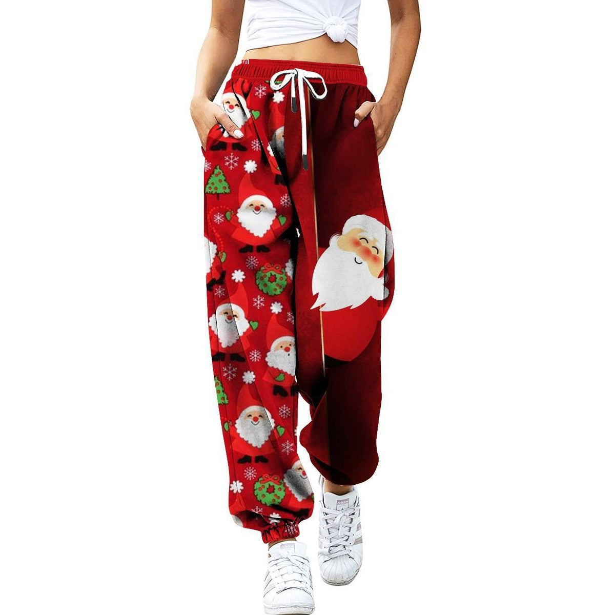 Printed loose-fitting sports pants