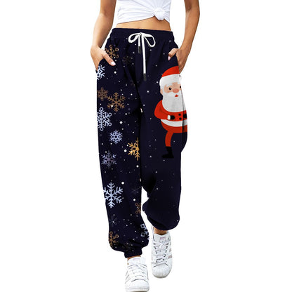 Printed loose-fitting sports pants