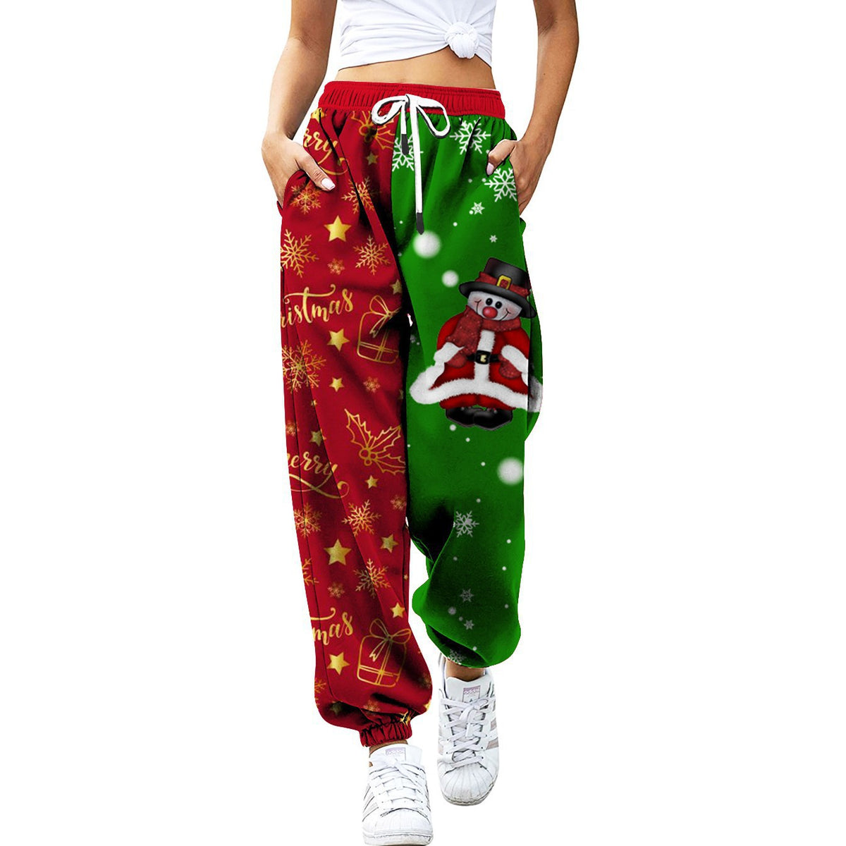 Printed loose-fitting sports pants