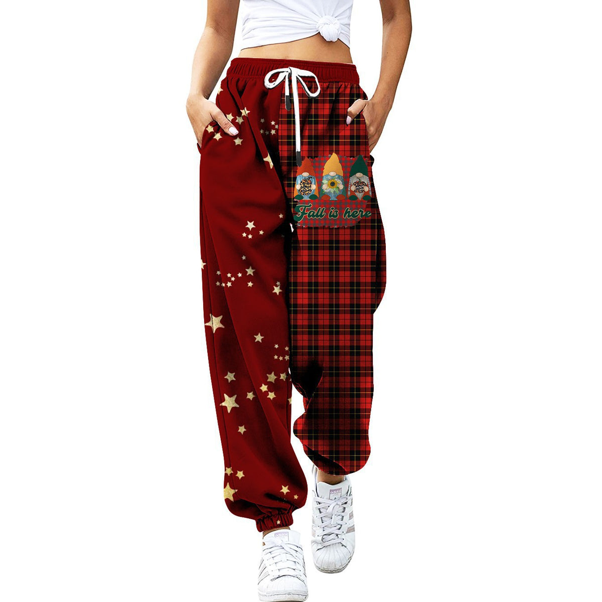 Printed loose-fitting sports pants