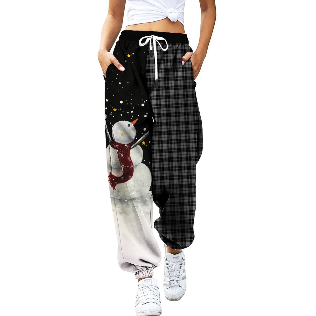 Printed loose-fitting sports pants