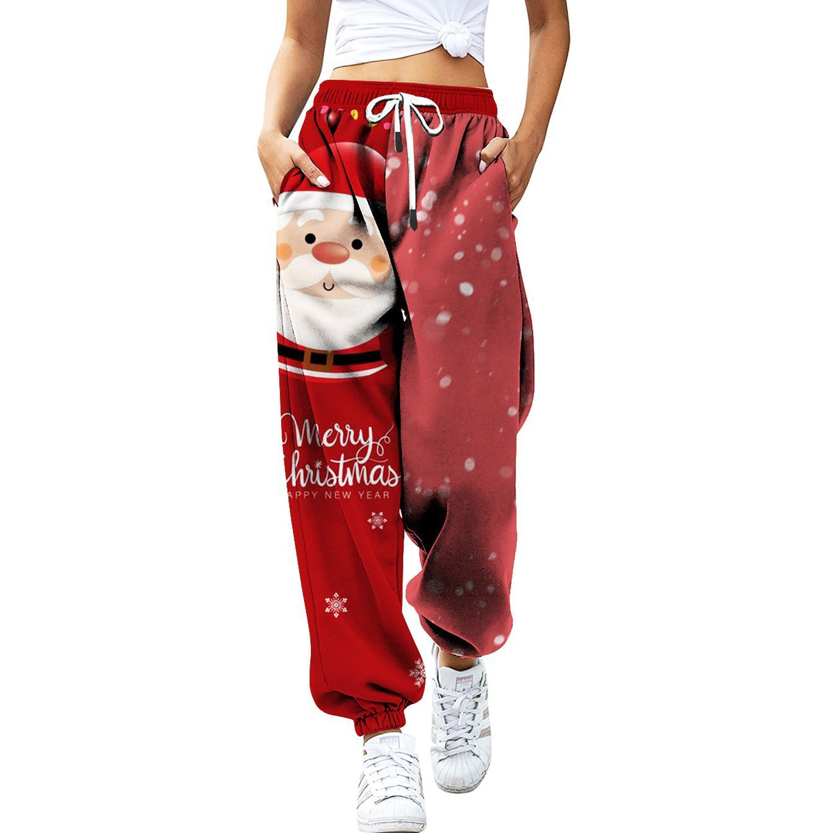 Printed loose-fitting sports pants