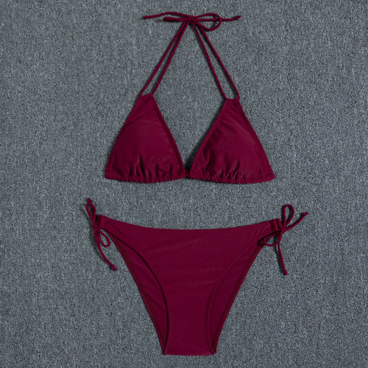 Printed Neck Lace-Up Swimsuit